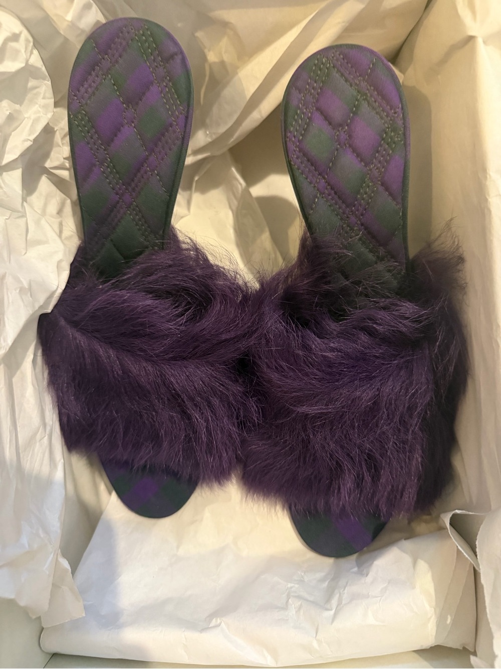 Burberry Purple Faux Fur Heels - Women